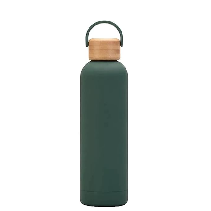 Sipstories 550ml Pure Stainless Steel Water Bottle – Lightweight & Rust-Proof – Leak-Proof with Ergonomic Handle (Elegant Green)