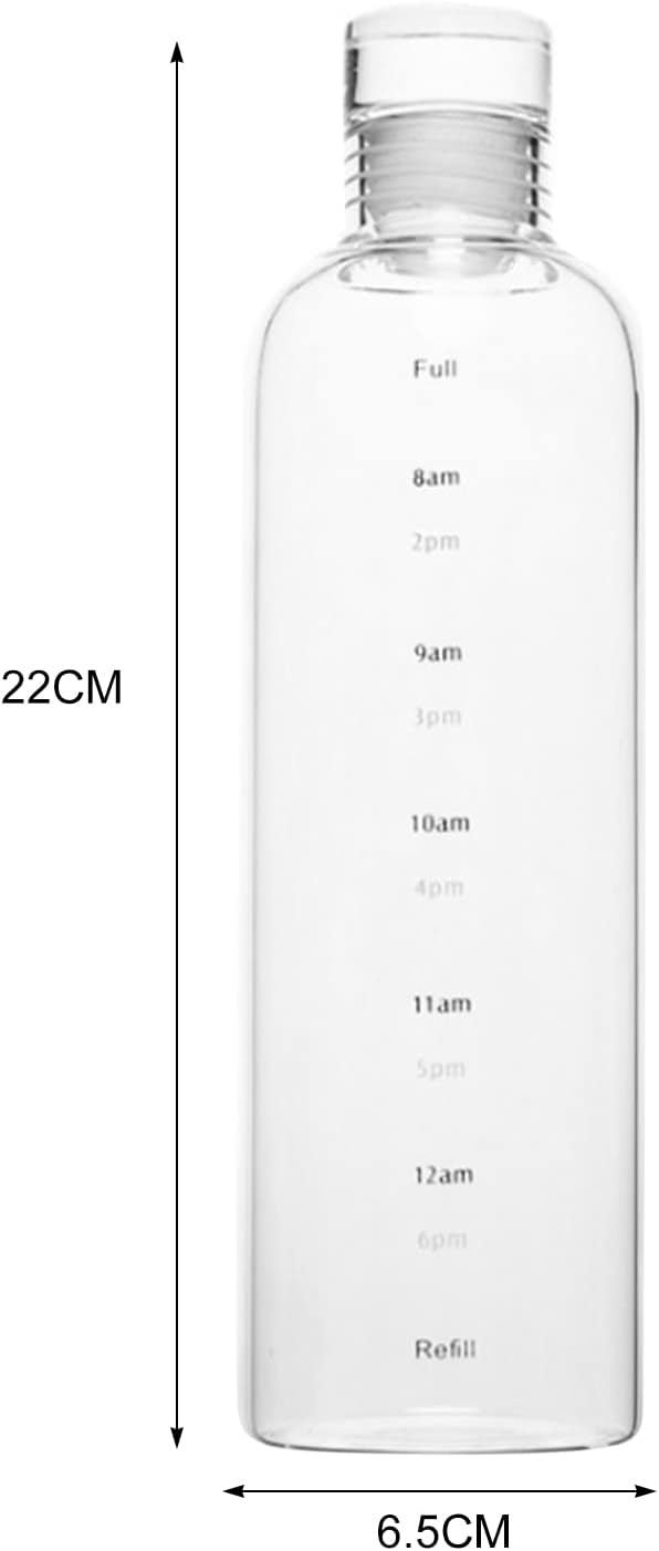 Sipstories Premium 500ml Borosilicate Glass Bottle - Leak-Proof with Motivational Time Marker