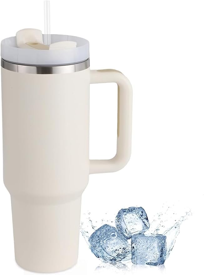 Sipstories 1200ml (1.2L) Mega Hydration Tumbler – Stainless Steel Vacuum Insulated Mug with Handle & Straw – Car Cup Holder Friendly