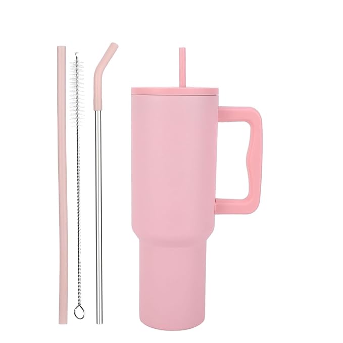 Sipstories 1.2L (1200ml) Mega Hydration Tumbler – Pink Edition – Vacuum Insulated Stainless Steel Mug with Handle & Straw