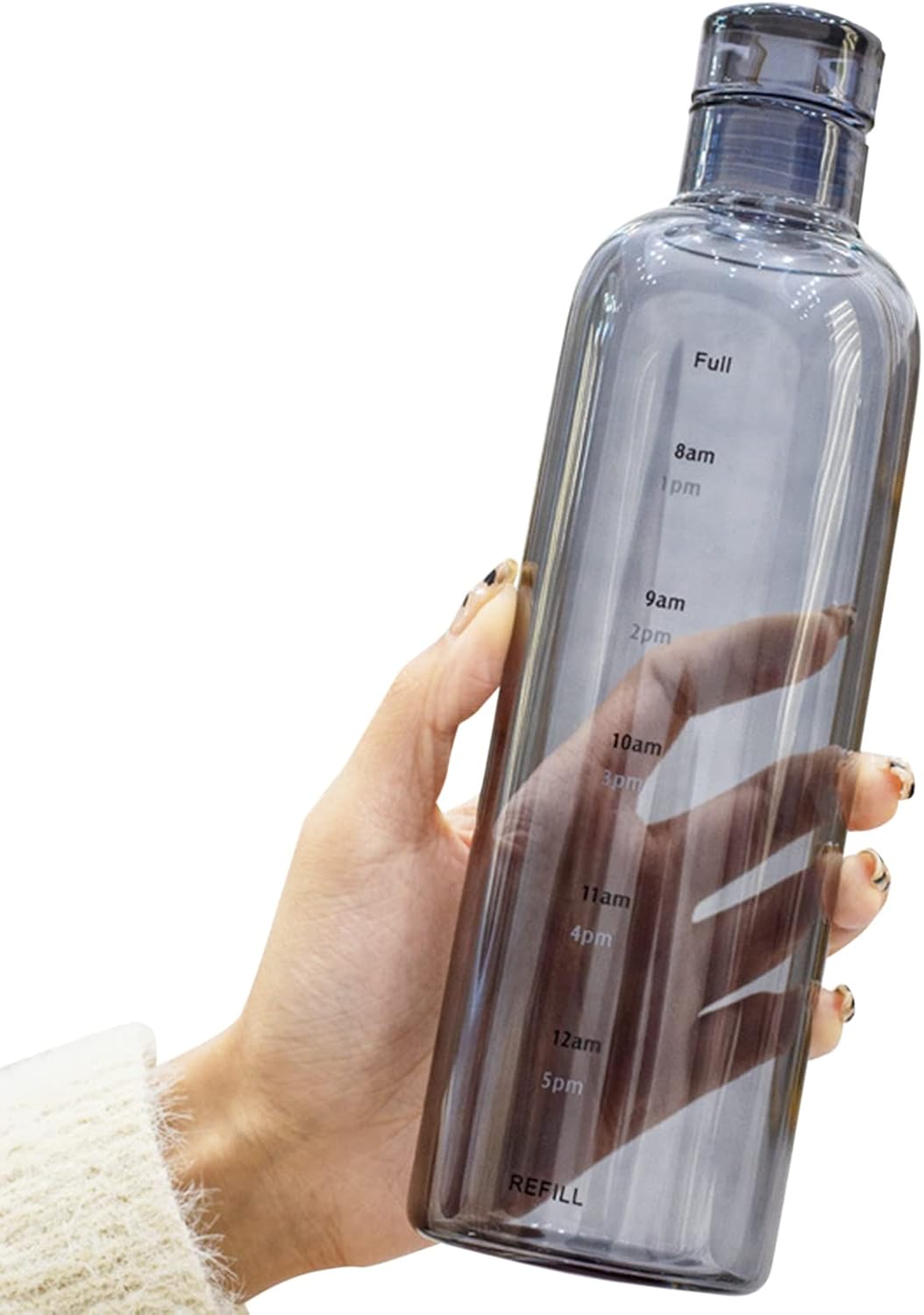 Sipstories Premium 500ml Borosilicate Glass Bottle - Leak-Proof with Motivational Time Marker