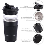 500 ml Insulated Coffee Travel Mug, Double Walled Stainless Steel Tumbler, Insulated Cup with Leakproof Lid, Thermal Mug with Non-Slip Protective Cover