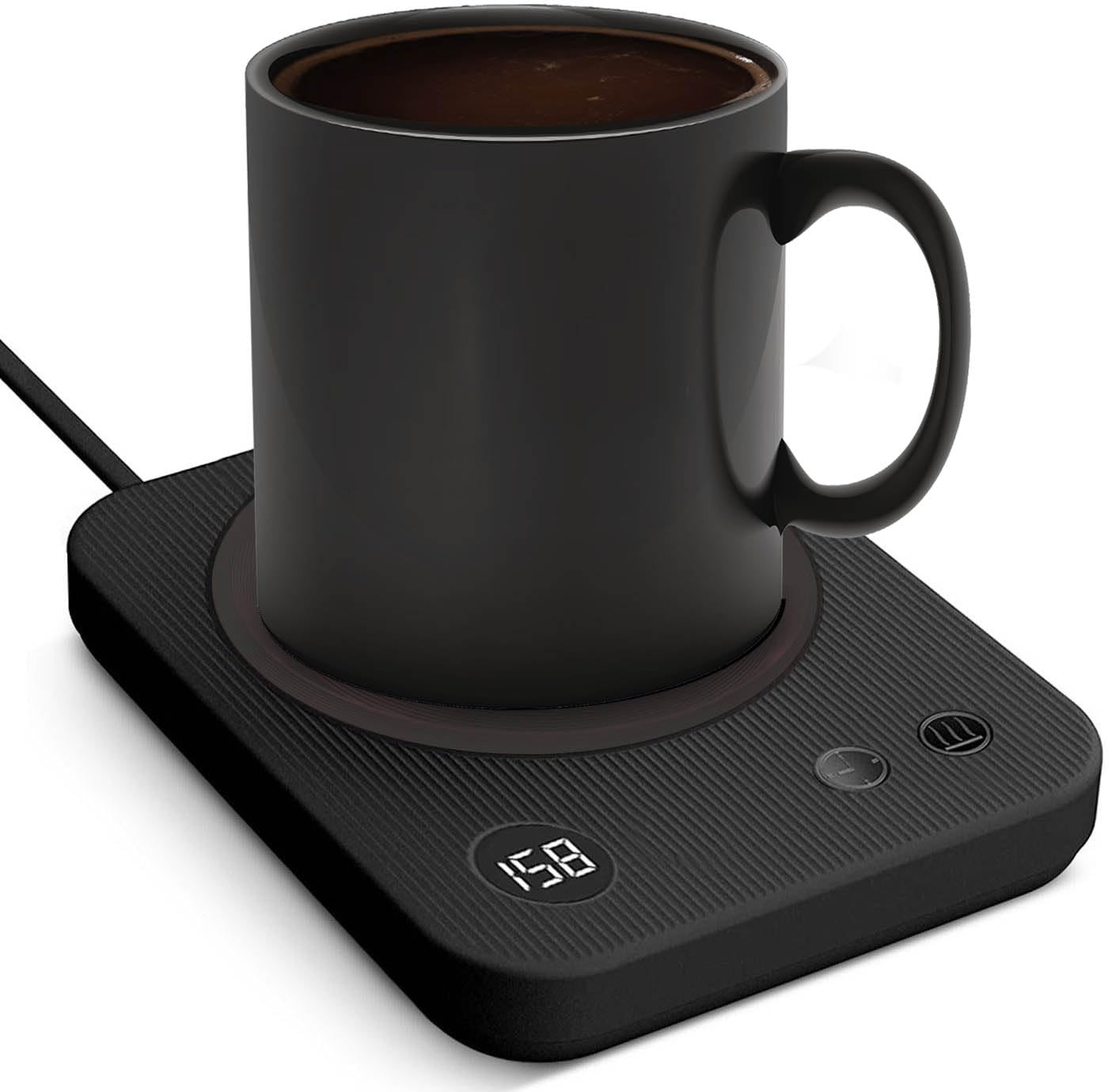 Lesipee Coffee Mug Warmer for Desk – Electric Beverage & Candle Warmer Plate with 3 Temperature Settings (131°F-176°F), Smart Auto Shut-Off & Timer, Silicone Anti-Scald Pad – Portable Cup Warmer for Office & Home, Ideal Birthday Gift
