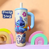 Stitch Tumbler 1200ml (1.2L) Mega Hydration Mug (Midnight Black) – Stainless Steel Vacuum Insulated Travel Cup with Ergonomic Handle & Reusable Straw – Leak-Resistant, Car Cup Holder Friendly, Cute Gift for Kids, Teens & Stitch Fans
