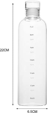 Sipstories Premium 500ml Borosilicate Glass Bottle - Leak-Proof with Motivational Time Marker