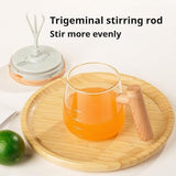Sipstories SmartStir Electric Self-Stirring Glass Mug – 400ml Automatic Mixing Cup with Wooden Handle & Leak-Proof Lid