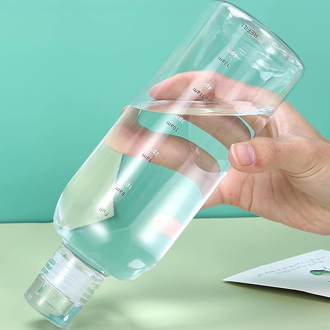 Sipstories 1000ML Premium Glass Water Bottle – Large All-Day Hydration Bottle with Time Marker – Leakproof & BPA-Free (Transparent)