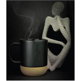 Sipstories 320ml Premium Ceramic Coffee Mug with Eco-Friendly Cork Bottom & Insulated Splash-Proof Lid