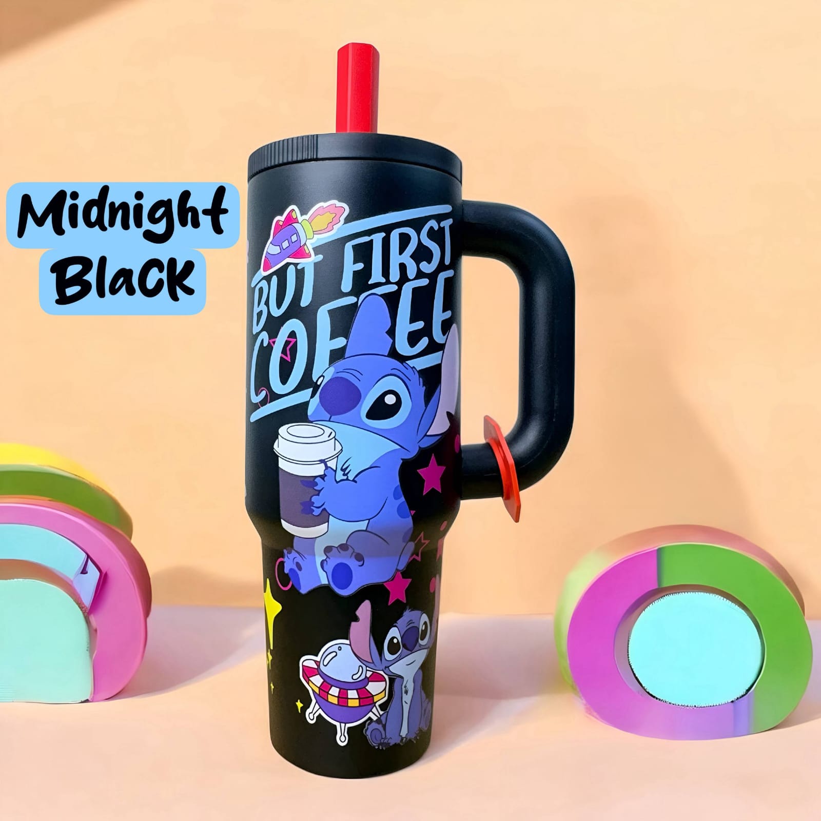 Stitch Tumbler 1200ml (1.2L) Mega Hydration Mug (Baby Blue) – Stainless Steel Vacuum Insulated Travel Cup with Ergonomic Handle & Reusable Straw – Leak-Resistant, Car Cup Holder Friendly, Cute Gift for Kids, Teens & Stitch Fans
