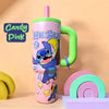 Stitch Tumbler 1200ml (1.2L) Mega Hydration Mug (Candy Pink) – Stainless Steel Vacuum Insulated Travel Cup with Ergonomic Handle & Reusable Straw – Leak-Resistant, Car Cup Holder Friendly, Cute Gift for Kids, Teens & Stitch Fans