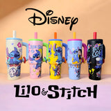 Stitch Tumbler 1200ml (1.2L) Mega Hydration Mug (Midnight Black) – Stainless Steel Vacuum Insulated Travel Cup with Ergonomic Handle & Reusable Straw – Leak-Resistant, Car Cup Holder Friendly, Cute Gift for Kids, Teens & Stitch Fans